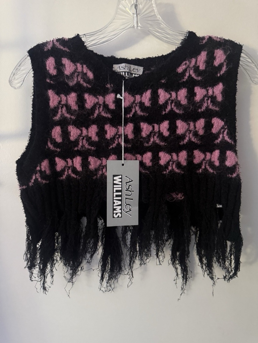 Ashley Williams Black/Pink Women’s Size Medium Cropped Reaper Tank Top NWT